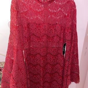 Lulus NWT Red Long Sleeve Lace Dress Medium